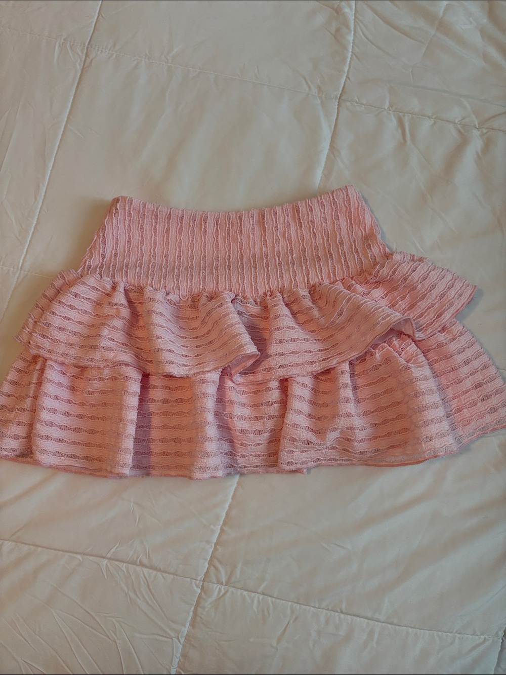 Pink Ruffled Knit Mini Skirt - Picture 1 of 3